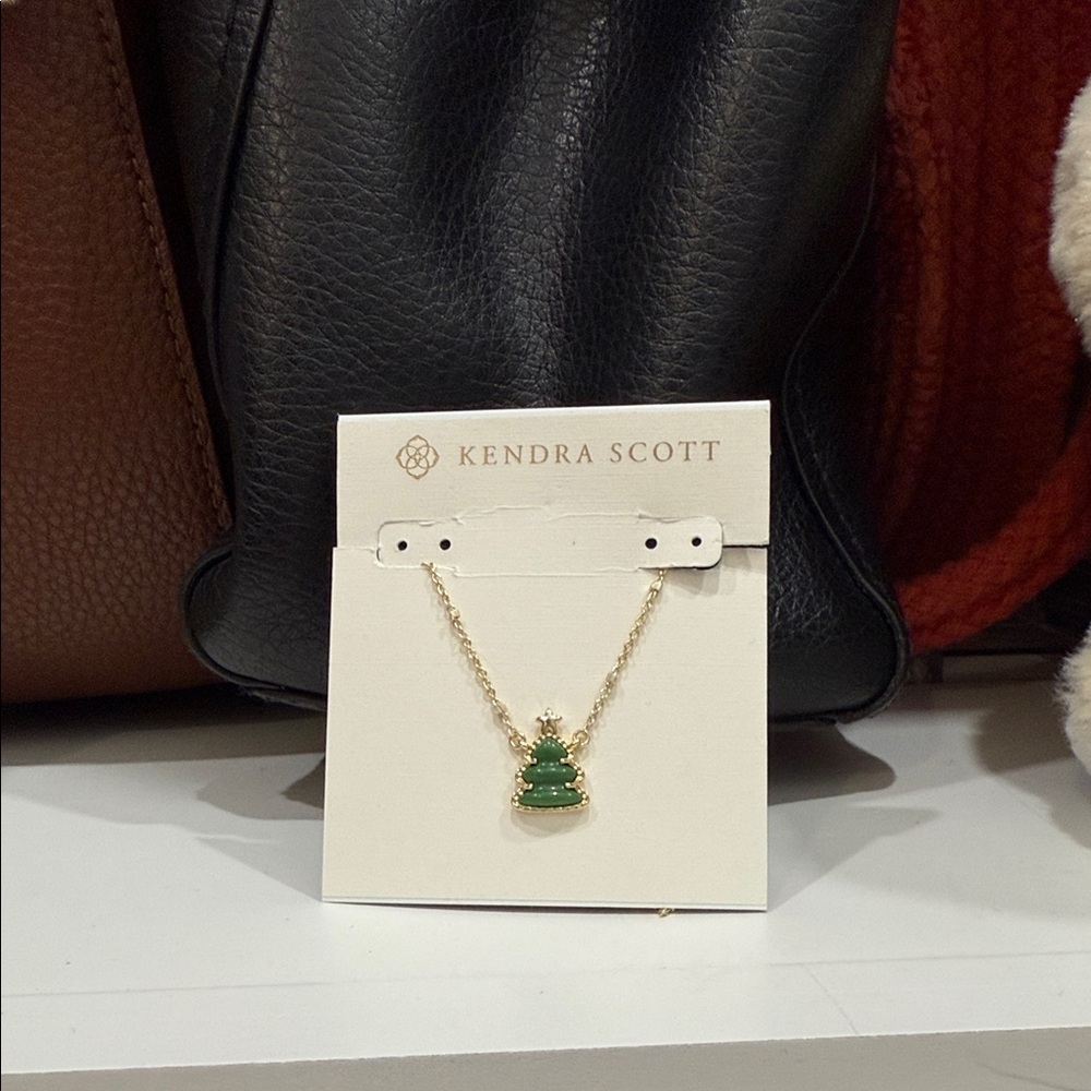 Kendra Scott Emerald Green and Gold Necklace